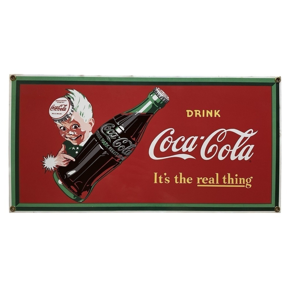 Vintage Drink Coca Cola Ande Rooney Porcelain Enamel Sign 16x8 Inch Wall Decor